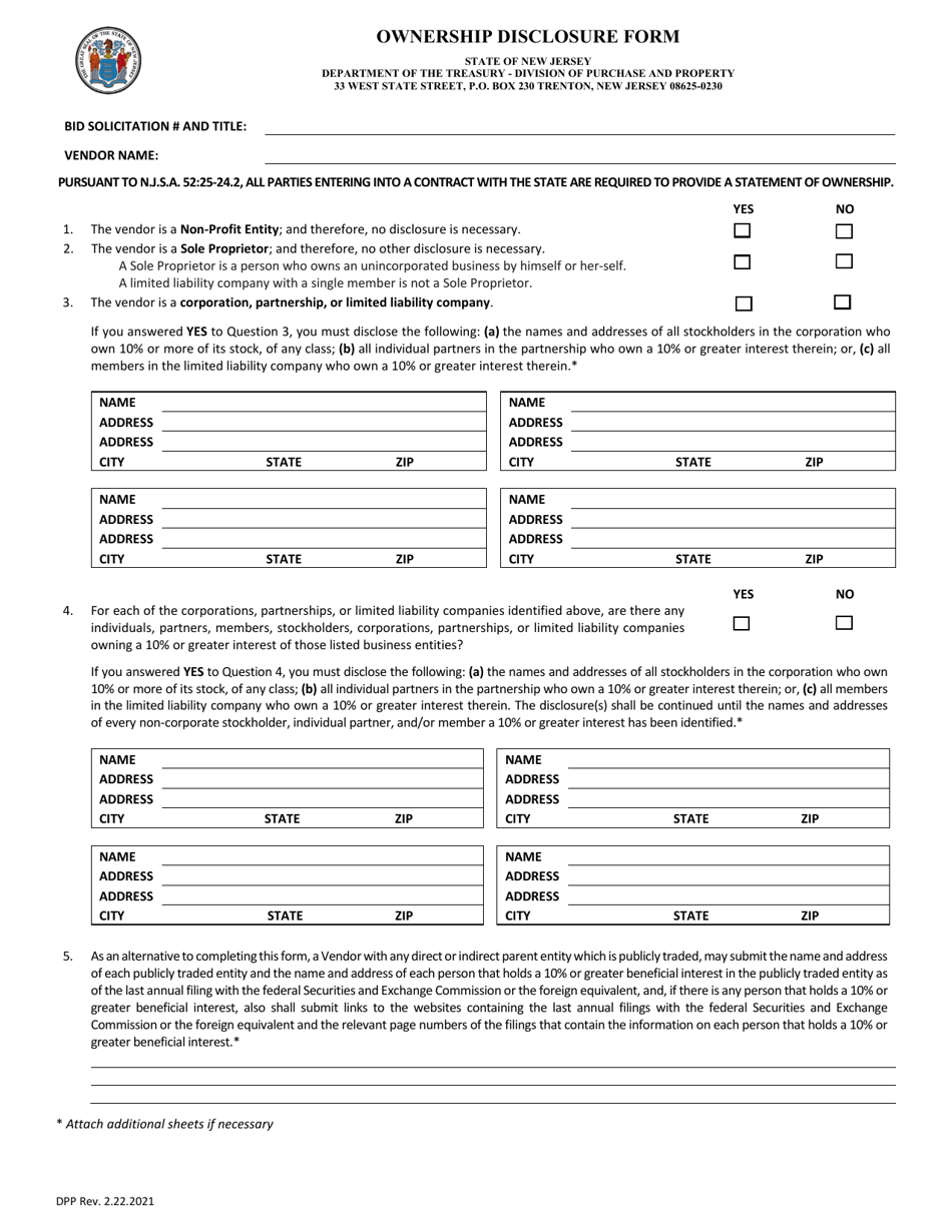 Ownership Disclosure Form - New Jersey, Page 1