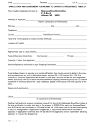 Application and Agreement for Permit to Operate a Registered Feedlot - Nebraska, Page 2