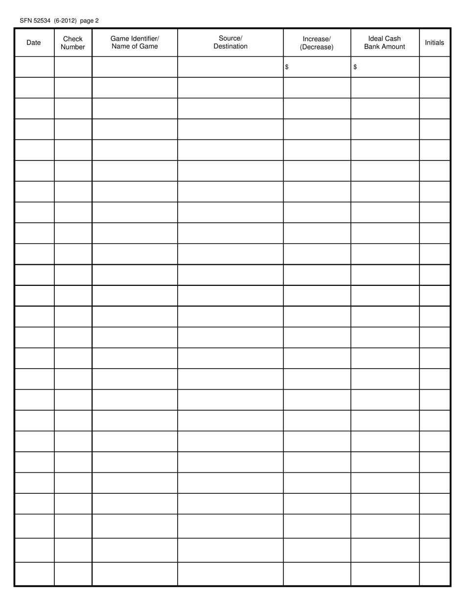 Form SFN52534 Ideal Cash Bank Master Record - North Dakota, Page 2