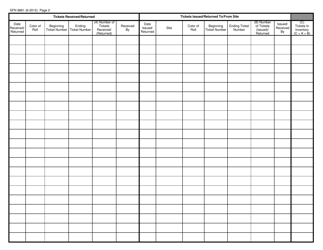 Form SFN9861 Master Inventory Log - Ticket Rolls - North Dakota, Page 2