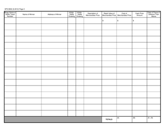 Form SFN9932 Prize Register - North Dakota, Page 2