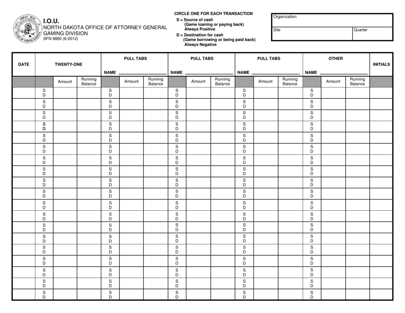 Form SFN9880  Printable Pdf