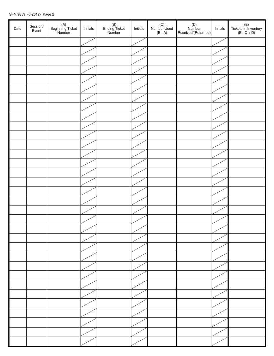 Form SFN9859 Site Inventory Log - Ticket Rolls - North Dakota, Page 2