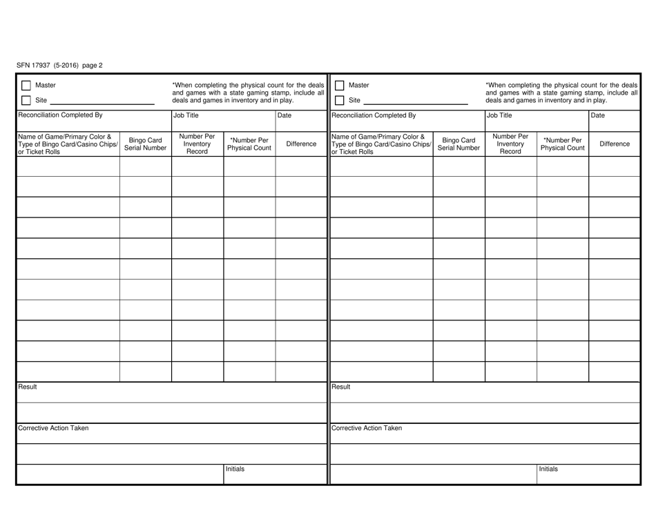 Form SFN17937 Reconciliation of Inventories - North Dakota, Page 2