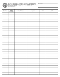 Form SFN50900 Employee Signature and Initials Register - North Dakota