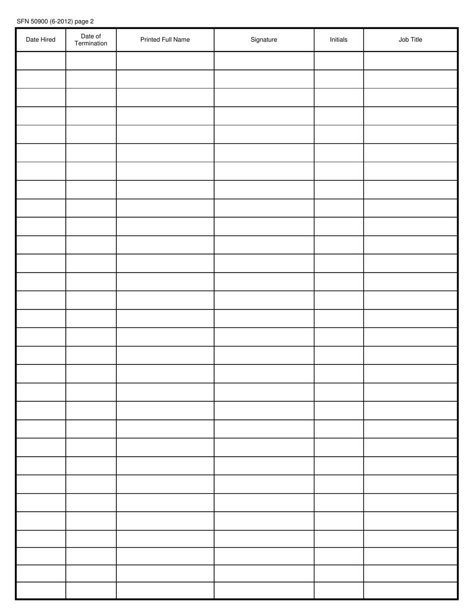 Form SFN50900 Employee Signature and Initials Register - North Dakota, Page 2