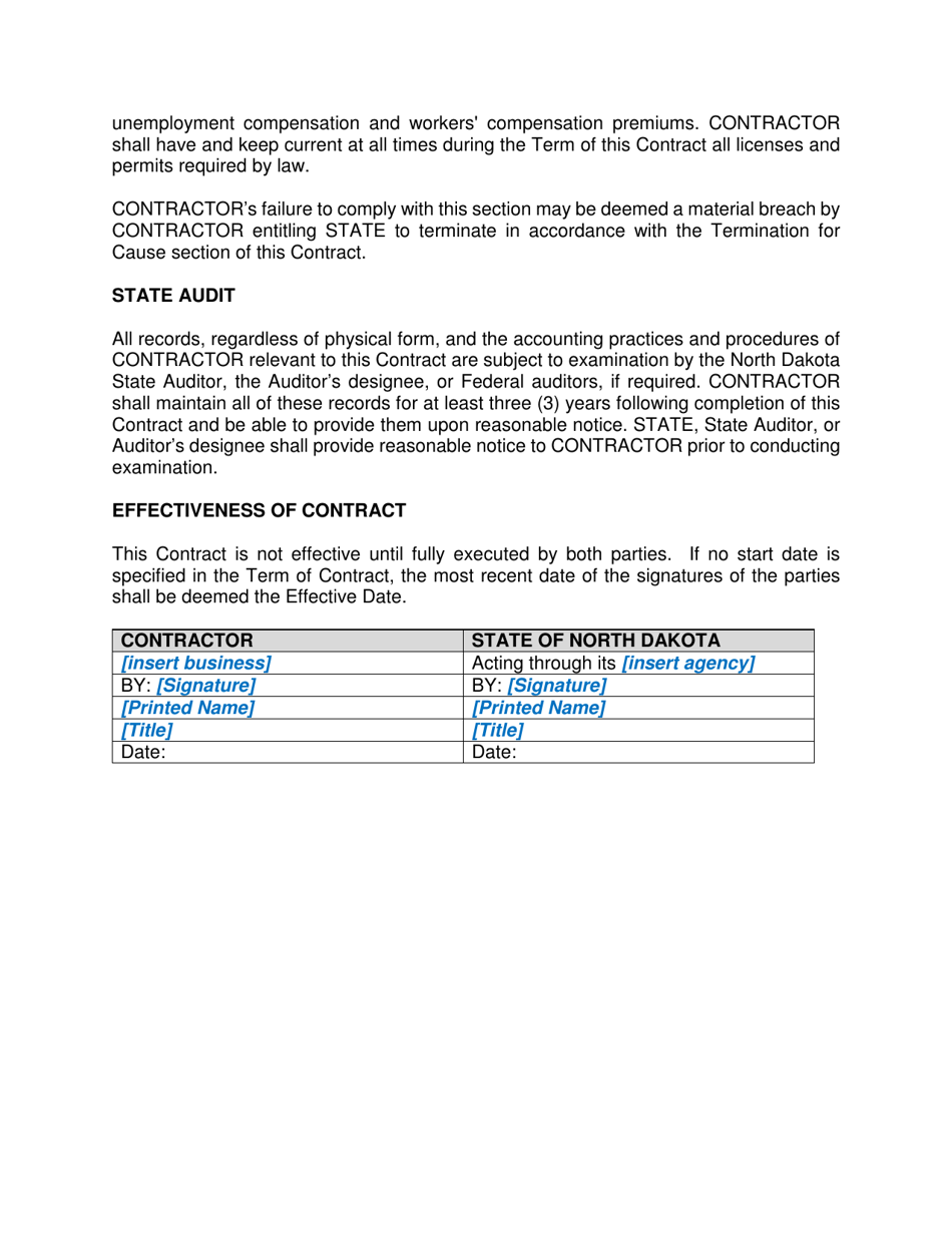 Personal Service Contract Template - North Dakota, Page 10