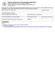 Document preview: Form SFN59184 Buccal Swab Collection Training Worksheet - North Dakota