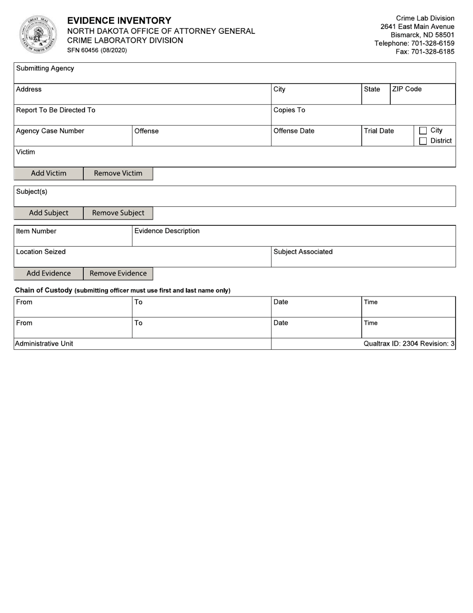 Form SFN60456 - Fill Out, Sign Online and Download Fillable PDF, North ...