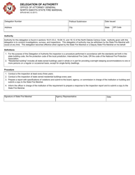 Document preview: Form SFN60190 Delegation of Authority - North Dakota