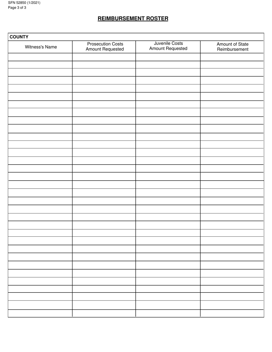 Form SFN52850 Witness Fee Reimbursement Request - North Dakota, Page 3