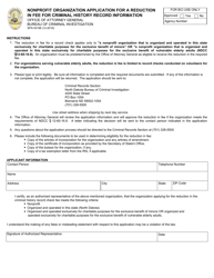 Document preview: Form SFN54198 Nonprofit Organization Application for a Reduction in Fee for Criminal History Record Information - North Dakota