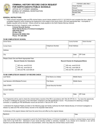 Document preview: Form SFN58617 Criminal History Record Check Request for North Dakota Public Schools - North Dakota