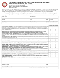 Document preview: Form SFN61110 Fire Safety Checklist for Child Care - Residental Buildings (Family, Group, Center, Pre-school) - North Dakota