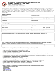 Form SFN42039 Application for Acceptance of Aboveground Fuel Storage Tank Installation Plans - North Dakota