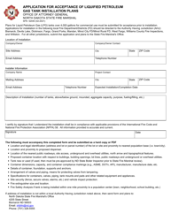 Form SFN52040 Application for Acceptance of Liquified Petroleum Gas Tank Installation Plans - North Dakota