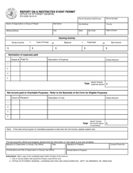 Form SFN52880 Report on a Restricted Event Permit - North Dakota