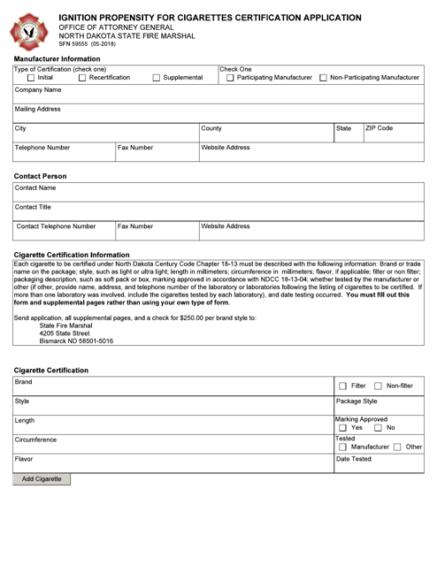 Form SFN59555  Printable Pdf