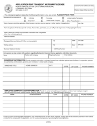 Form SFN52899 Application for Transient Merchant License - North Dakota