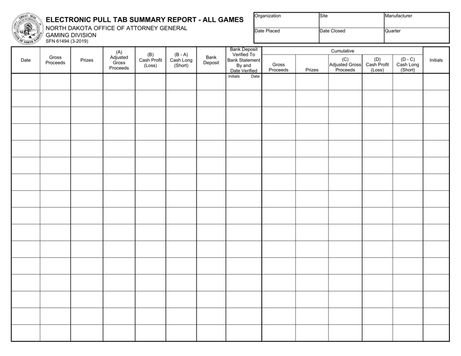 Form SFN61494 - Fill Out, Sign Online and Download Printable PDF, North ...