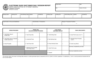 Document preview: Form SFN60151 Electronic Quick Shot Bingo Daily Session Report - North Dakota