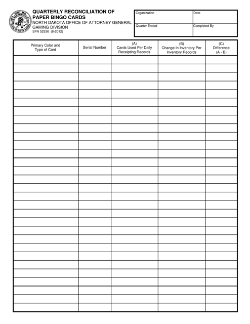 Form SFN52536  Printable Pdf