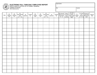 Form SFN61496 Electronic Pull Tabs Daily Employee Report - North Dakota