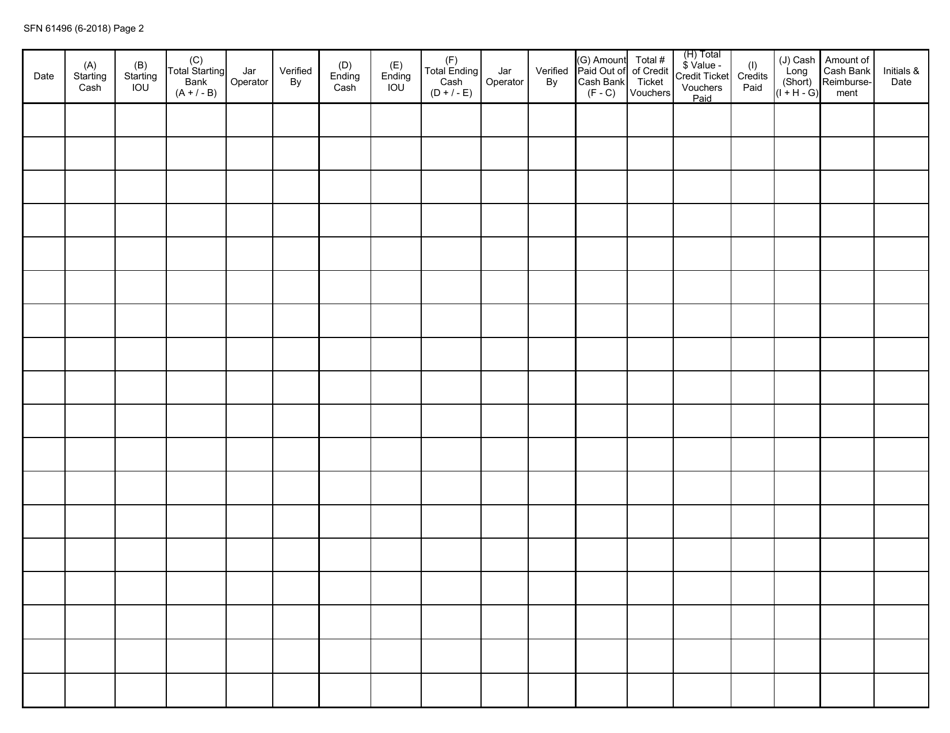 Form SFN61496 Electronic Pull Tabs Daily Employee Report - North Dakota, Page 2