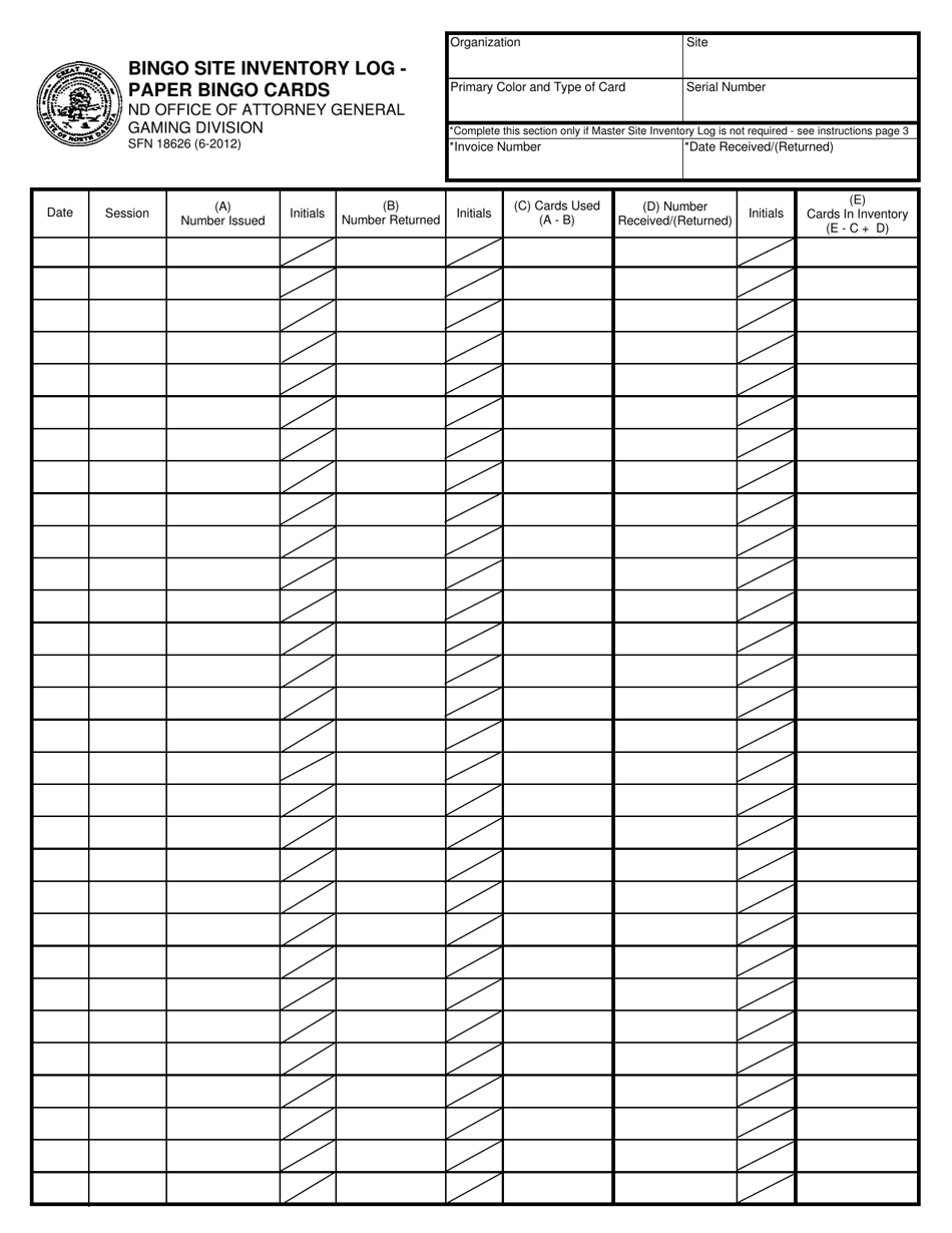 Form Sfn18626 - Fill Out, Sign Online And Download Printable Pdf, North 