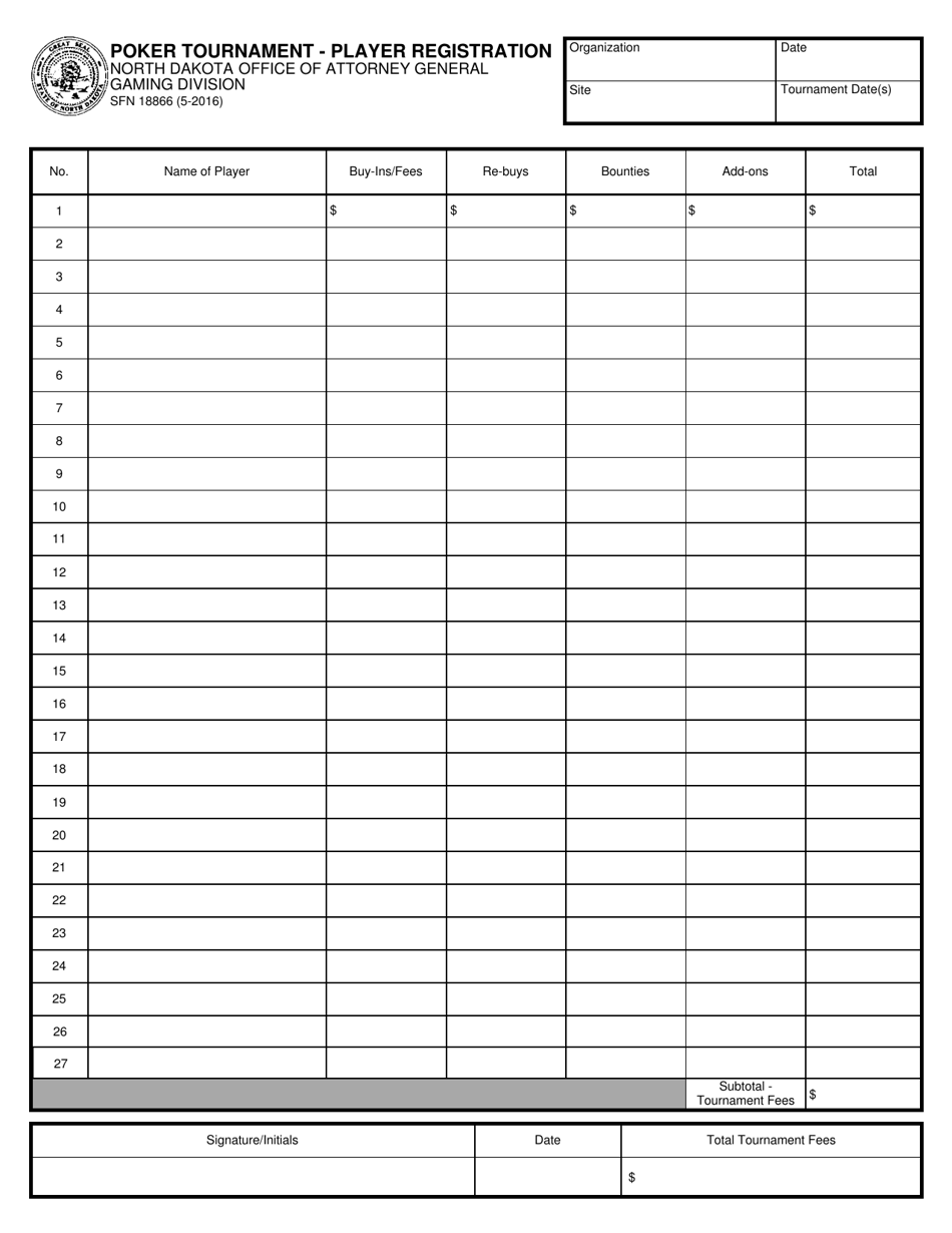 Form SFN18866 - Fill Out, Sign Online and Download Printable PDF, North ...