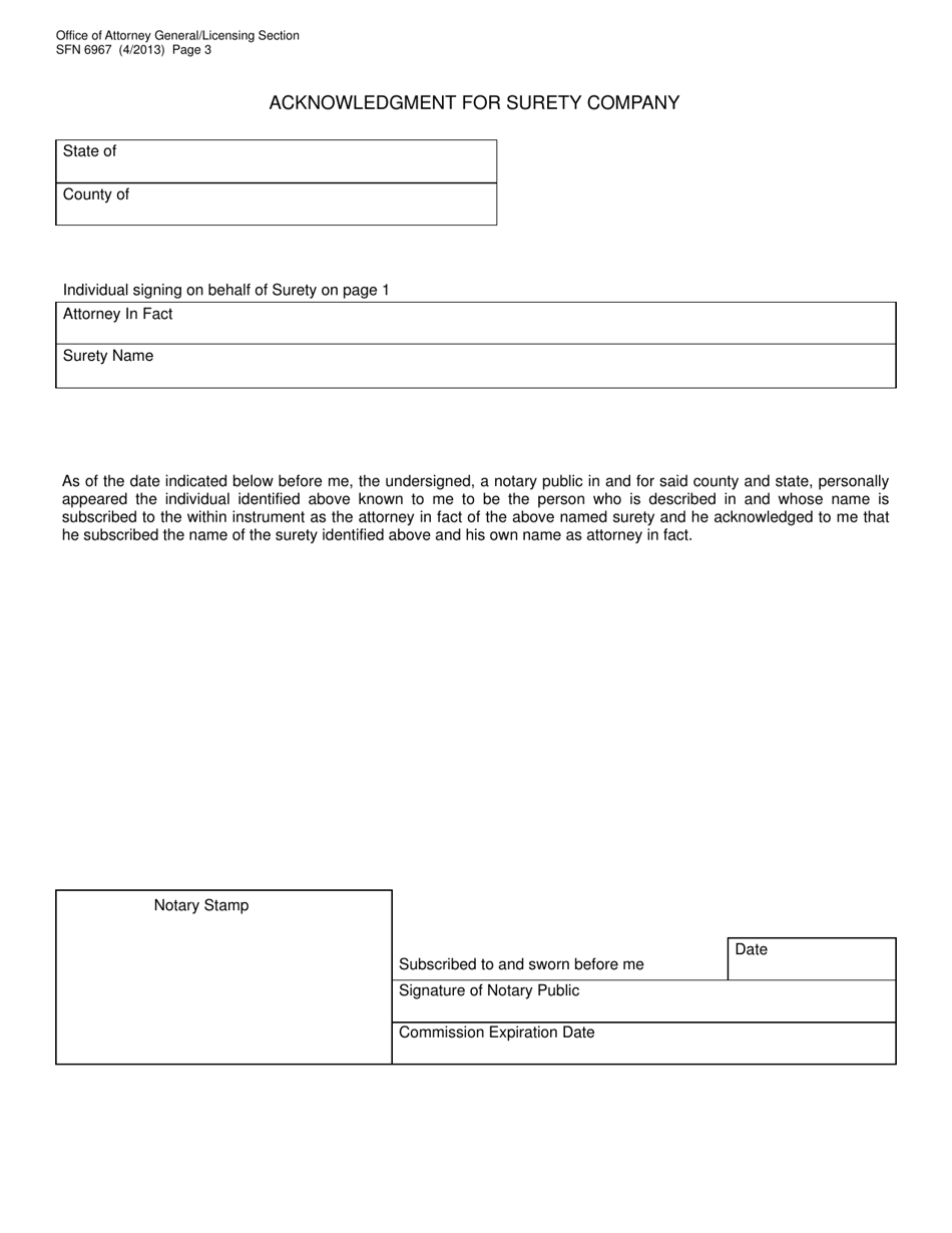 Form SFN6967 Bond for Cigarettes, Cigarette Papers, Snuff, Cigars or Tobacco Distributor - North Dakota, Page 3