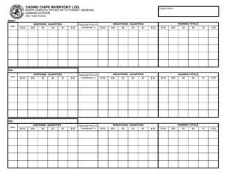 Form SFN17930 Casino Chips Inventory Log - North Dakota