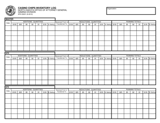 Document preview: Form SFN53031 Casino Chips Inventory Log - North Dakota
