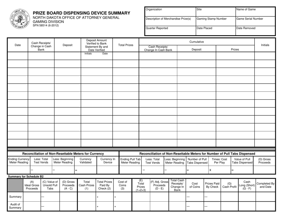 Form SFN58514 - Fill Out, Sign Online and Download Printable PDF, North ...