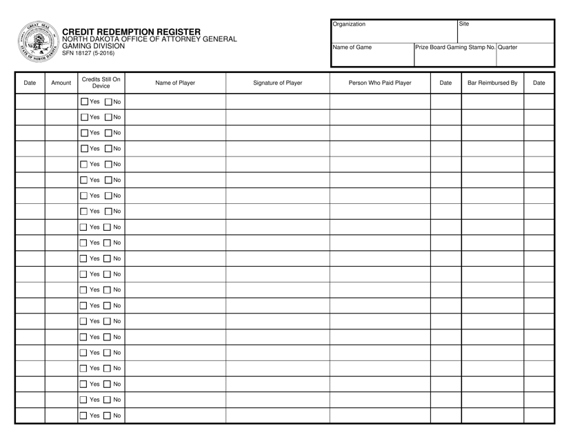 Form SFN18127  Printable Pdf