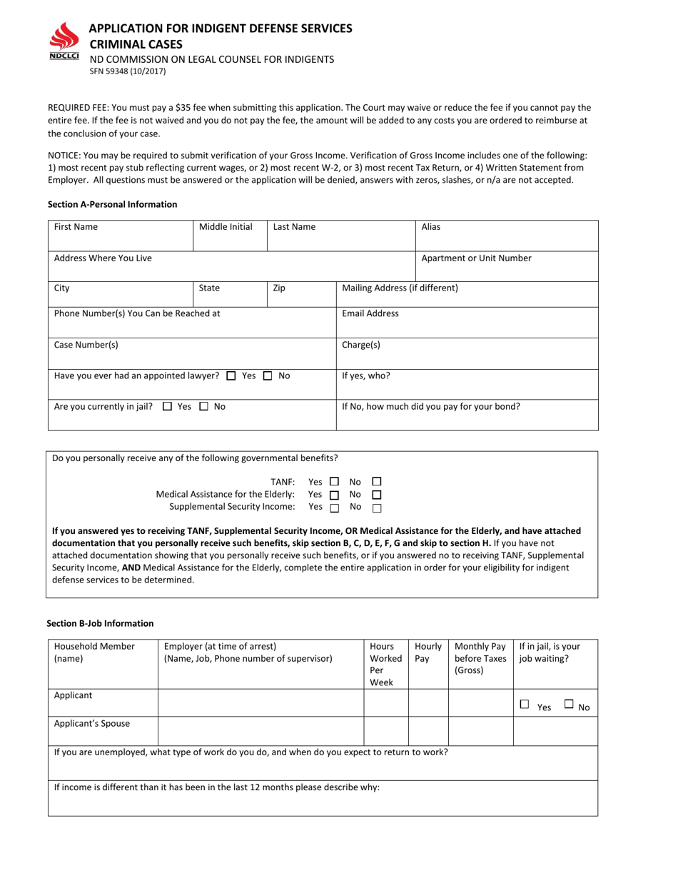 Form SFN59348 - Fill Out, Sign Online and Download Printable PDF, North ...