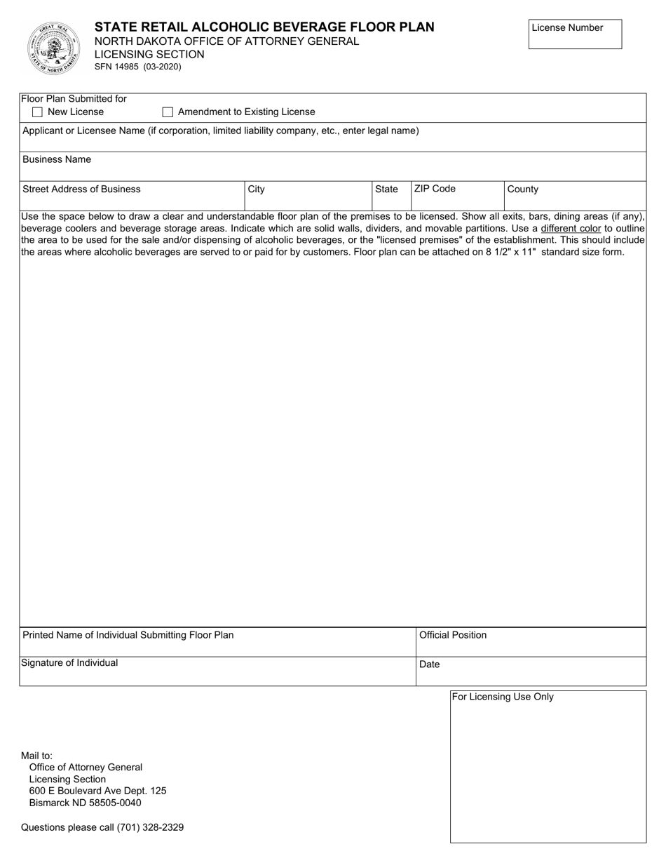 Form SFN14985 Fill Out, Sign Online and Download Fillable PDF, North