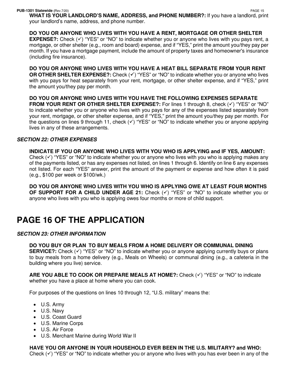 Instructions for Form LDSS-2921 New York State Application for Certain Benefits and Services - New York, Page 16