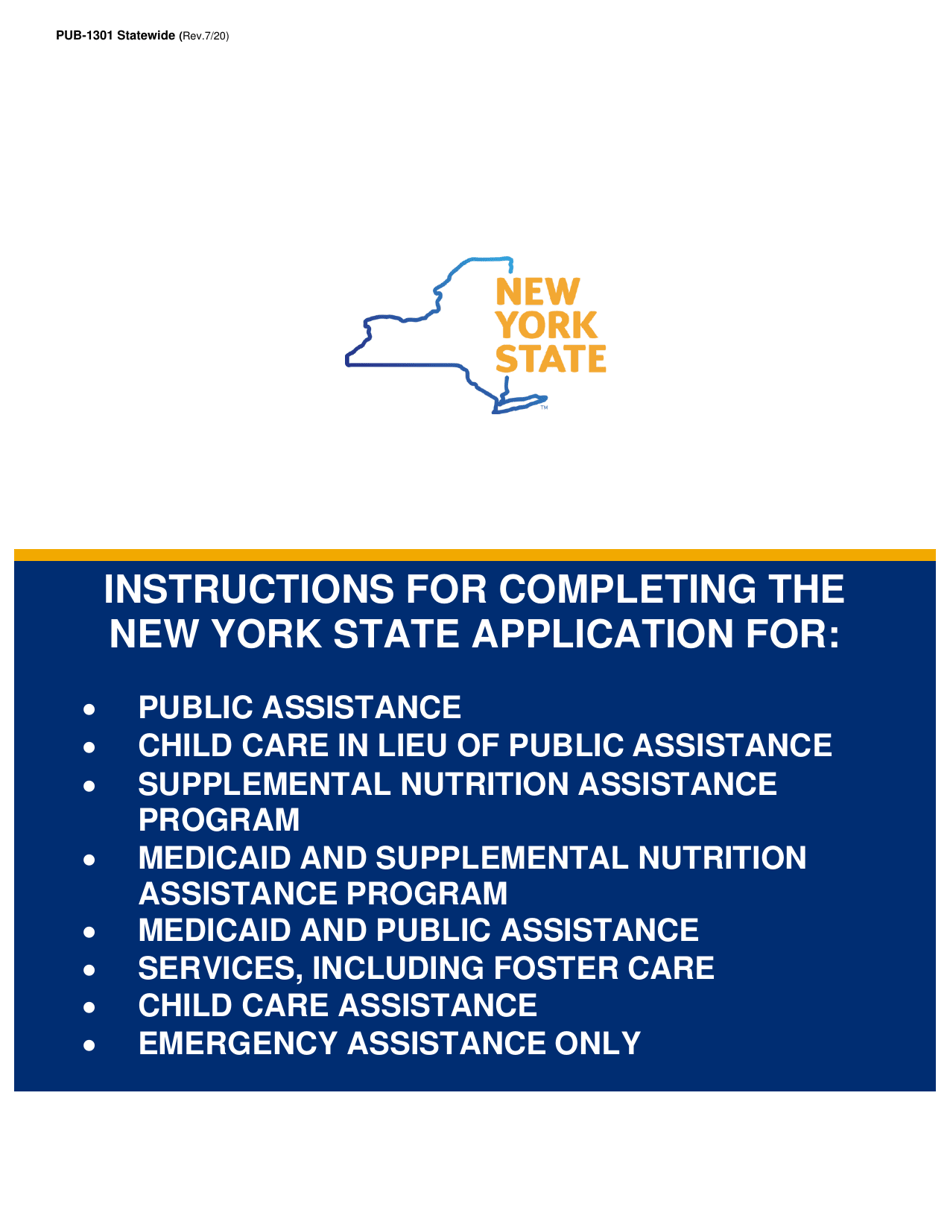 Instructions for Form LDSS-2921 New York State Application for Certain Benefits and Services - New York, Page 1