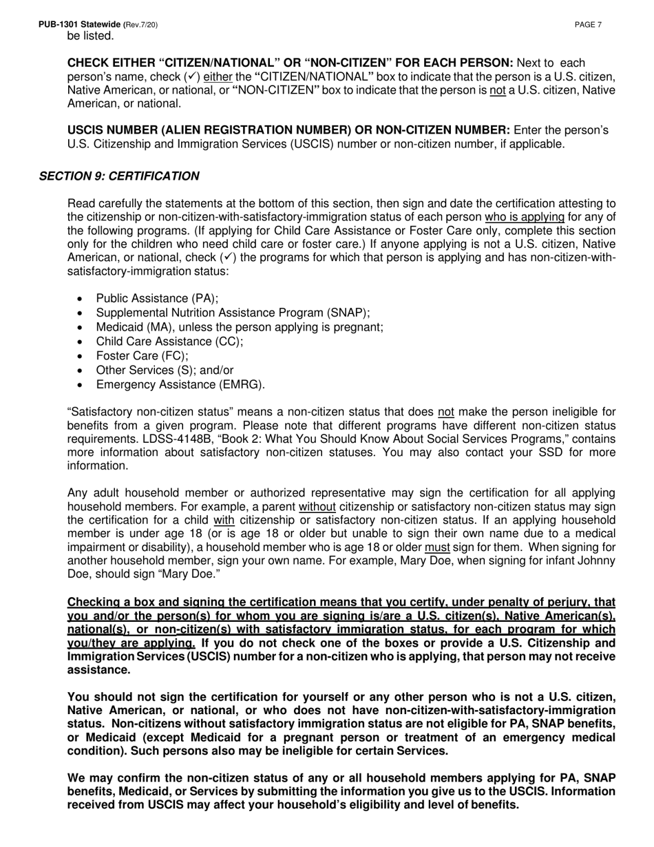 Instructions for Form LDSS-2921 New York State Application for Certain Benefits and Services - New York, Page 8