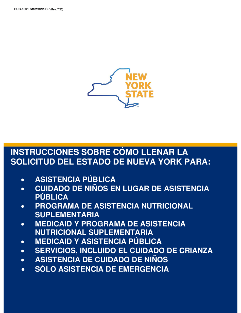 Instrucciones para Formulario LDSS-2921 Solicitud De Ciertos Subsidios Y Servicios Del Estado De Nueva York - New York (Spanish), Page 1