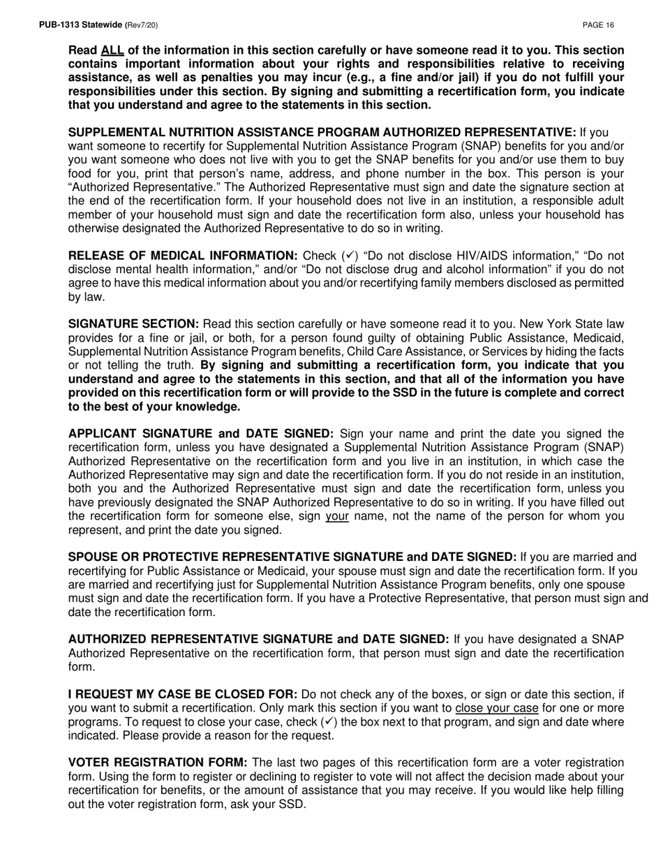 Instructions for Form LDSS-3174 New York State Recertification Form for Certain Benefits and Services - New York, Page 17