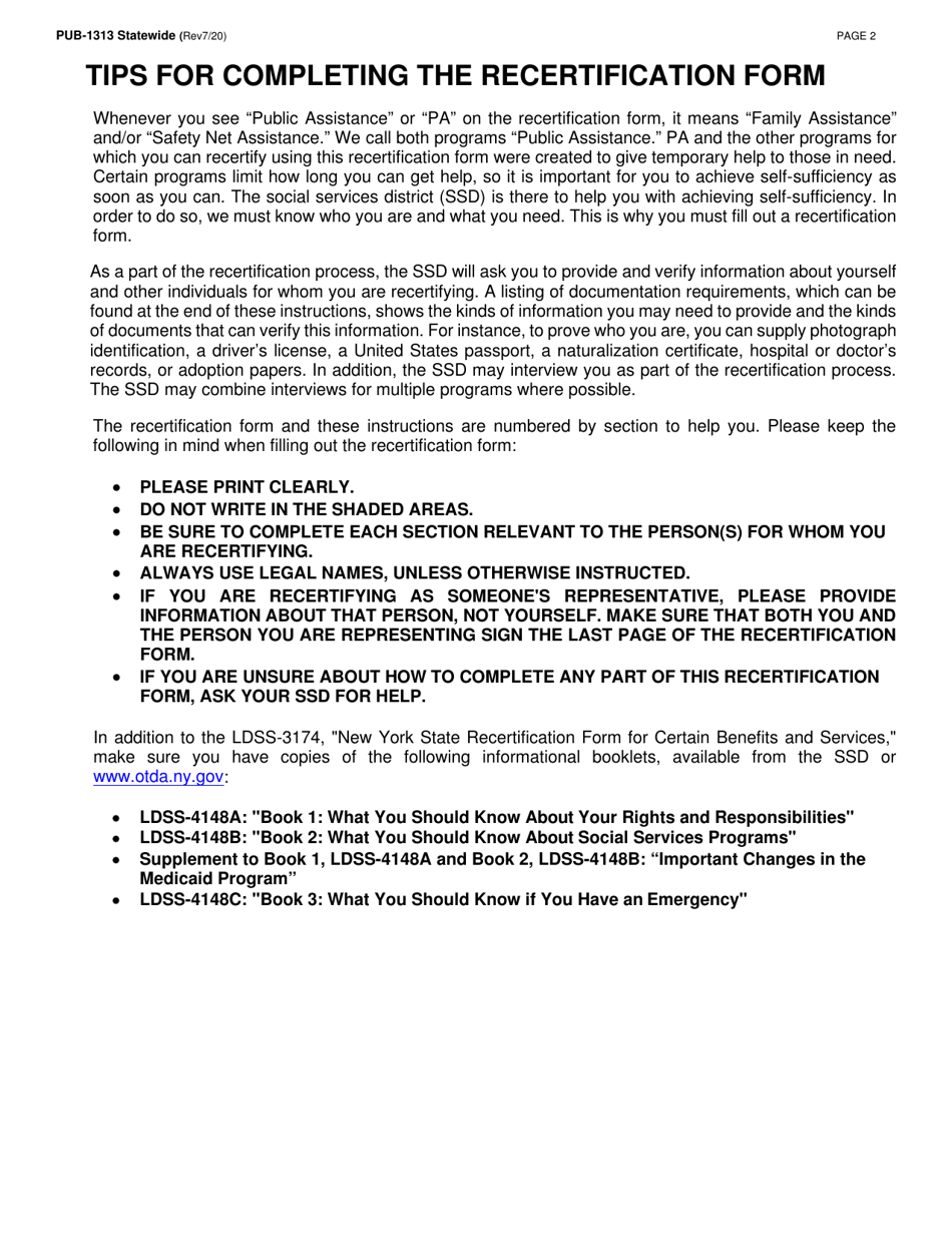 Instructions for Form LDSS-3174 New York State Recertification Form for Certain Benefits and Services - New York, Page 3