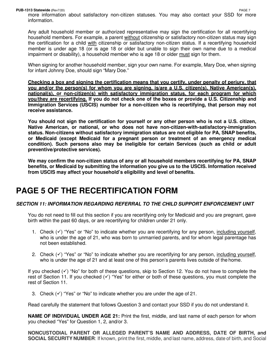 Instructions for Form LDSS-3174 New York State Recertification Form for Certain Benefits and Services - New York, Page 8