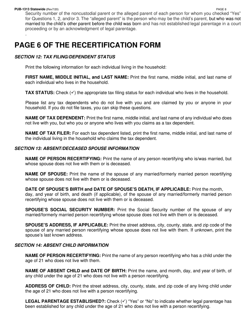 Instructions for Form LDSS-3174 New York State Recertification Form for Certain Benefits and Services - New York, Page 9