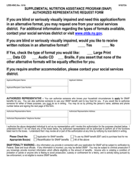 Form LDSS-4942 Supplemental Nutrition Assistance Program (Snap) Authorized Representative Request Form - New York