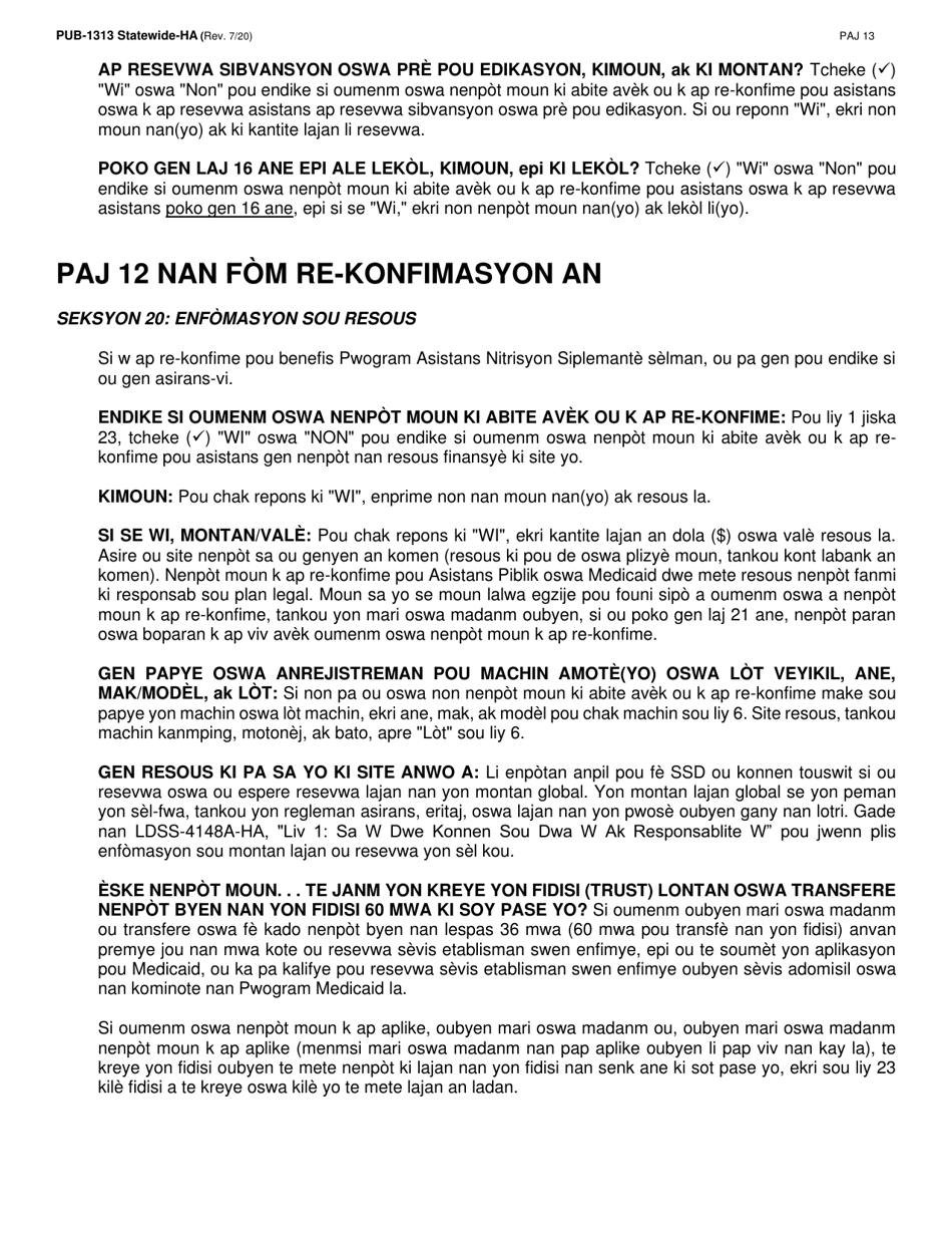 Instructions for Form LDSS-3174 New York State Recertification Form for Certain Benefits and Services - New York (Haitian Creole), Page 14