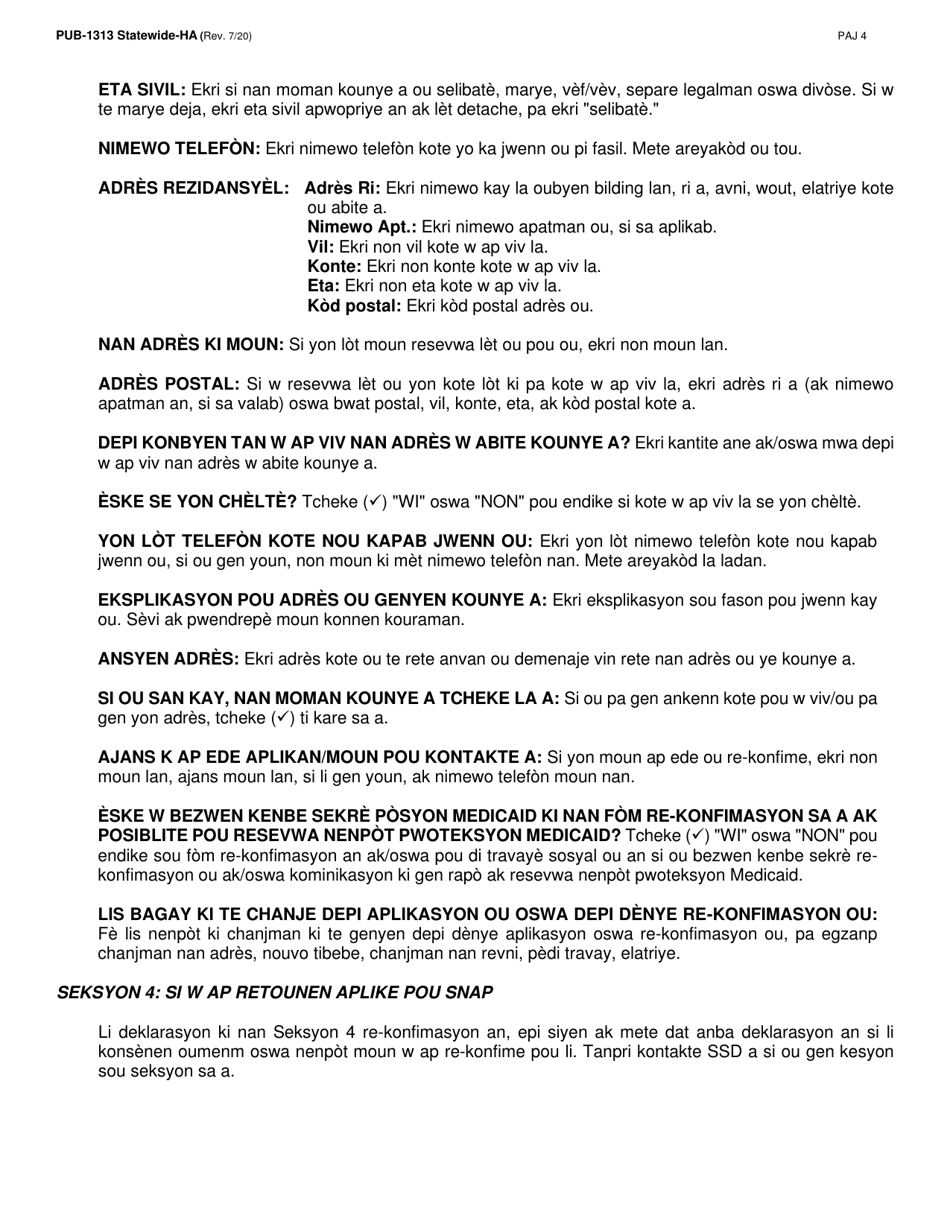 Instructions for Form LDSS-3174 New York State Recertification Form for Certain Benefits and Services - New York (Haitian Creole), Page 5