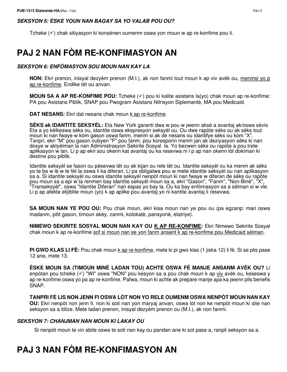 Instructions for Form LDSS-3174 New York State Recertification Form for Certain Benefits and Services - New York (Haitian Creole), Page 6