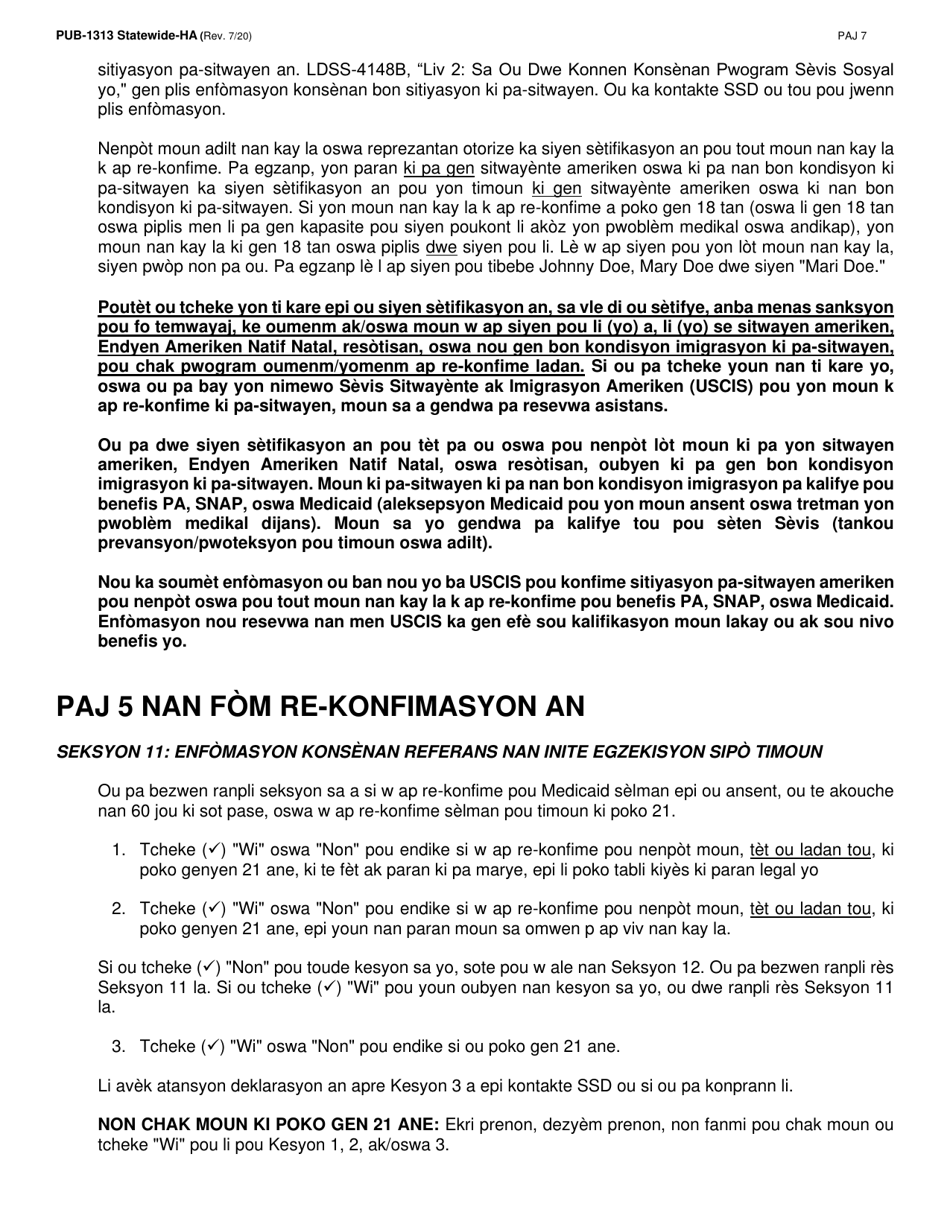 Instructions for Form LDSS-3174 New York State Recertification Form for Certain Benefits and Services - New York (Haitian Creole), Page 8